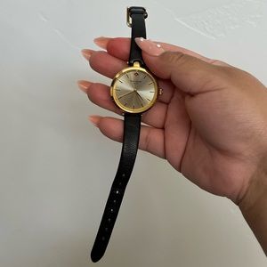 Kate Spade gold and black leather watch